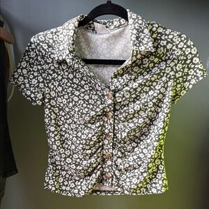 No Boundaries Black and White Floral Button-Down Shirt